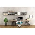 Сучасне офісне крісло з мікросітки Sofatel Corta сіро-бірюзове - Зображення 7