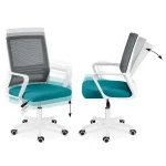 Сучасне офісне крісло з мікросітки Sofatel Corta сіро-бірюзове - Зображення 10