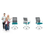 Сучасне офісне крісло з мікросітки Sofatel Corta сіро-бірюзове - Зображення 11