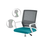 Сучасне офісне крісло з мікросітки Sofatel Corta сіро-бірюзове - Зображення 13