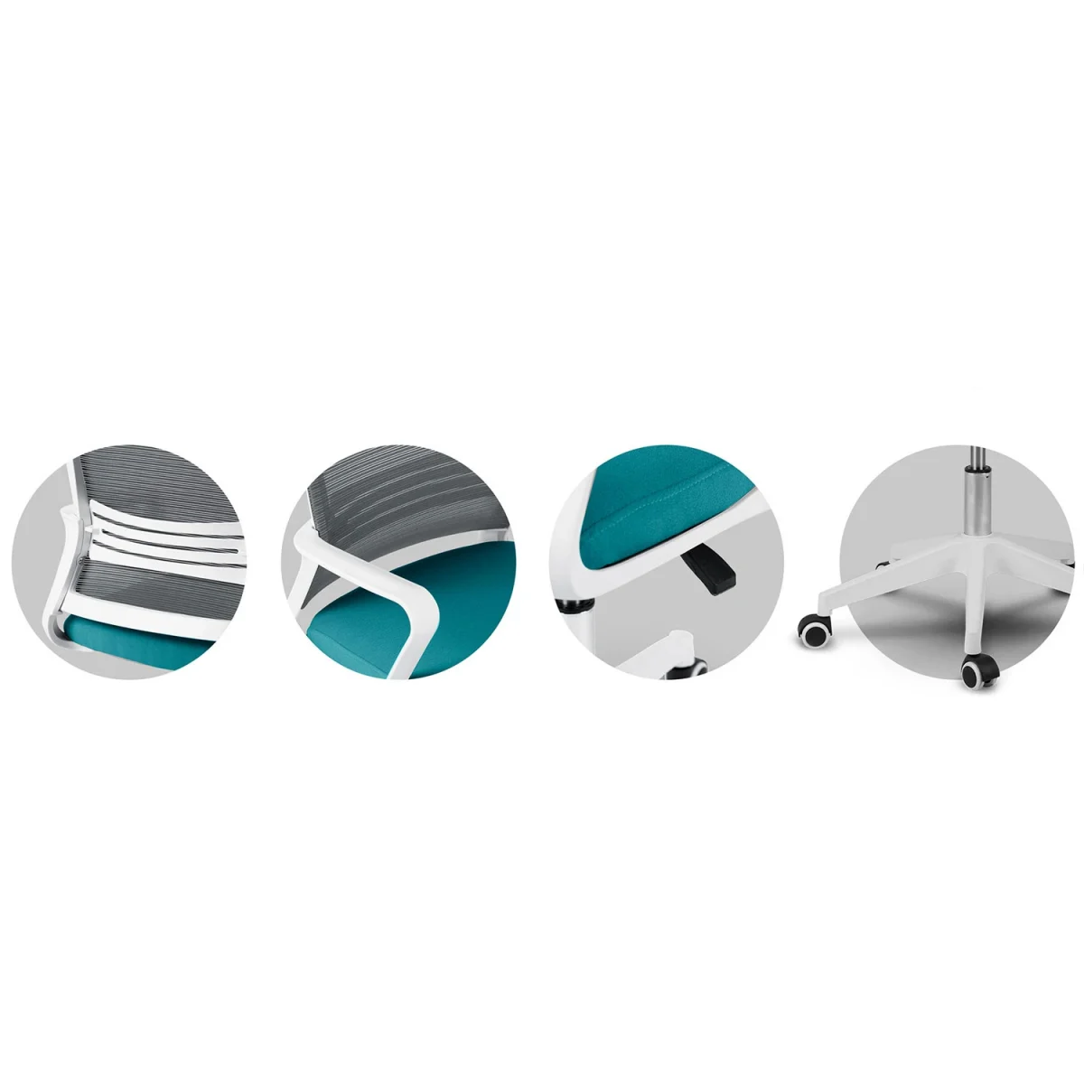 Сучасне офісне крісло з мікросітки Sofatel Corta сіро-бірюзове - Зображення 14