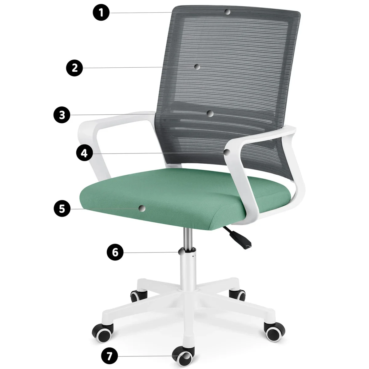 Офісне крісло з мікросітки Sofotel Corta сіро-зелене – комфорт і стиль для вашого офісу - Зображення 12