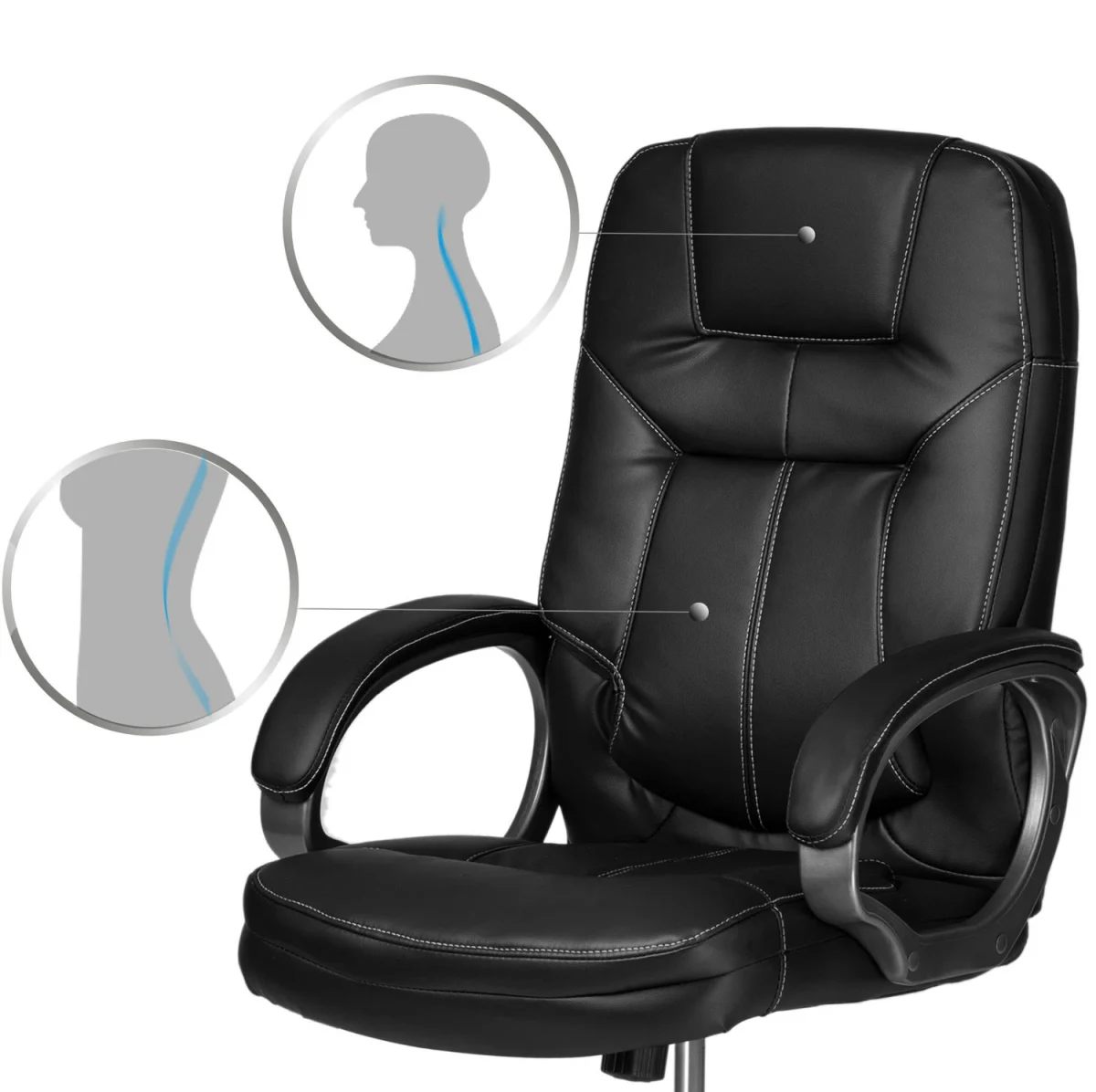 Шкіряне офісне крісло Sofatel 355 чорне для комфорту - Зображення 4