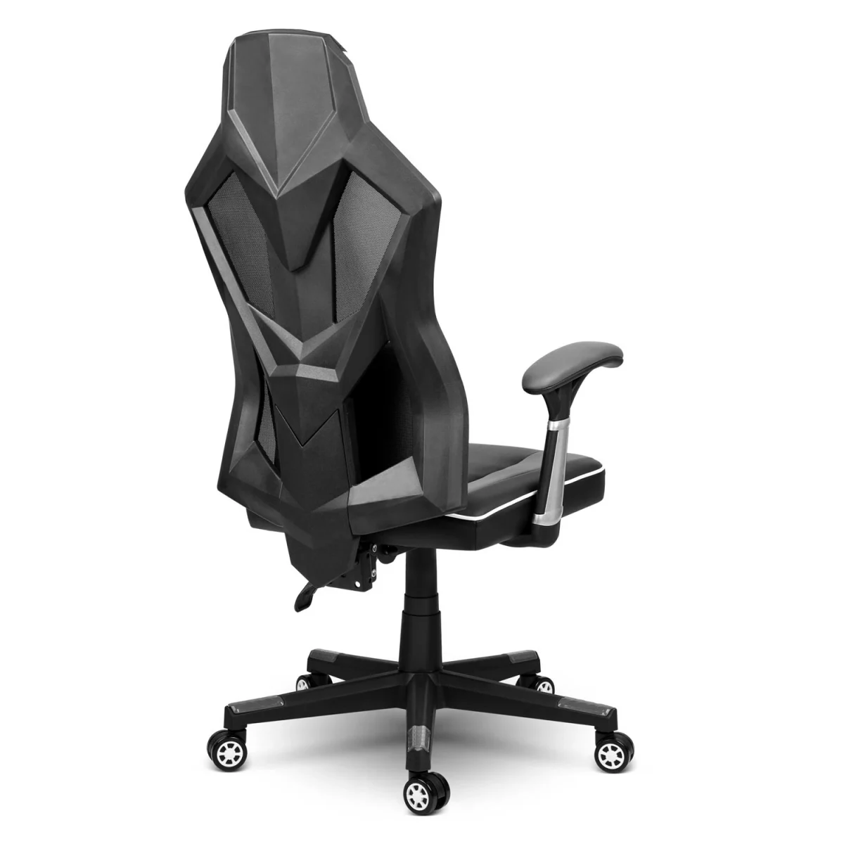 Стильне геймерське крісло Shiro чорно-біле для ігор та роботи - Зображення 3