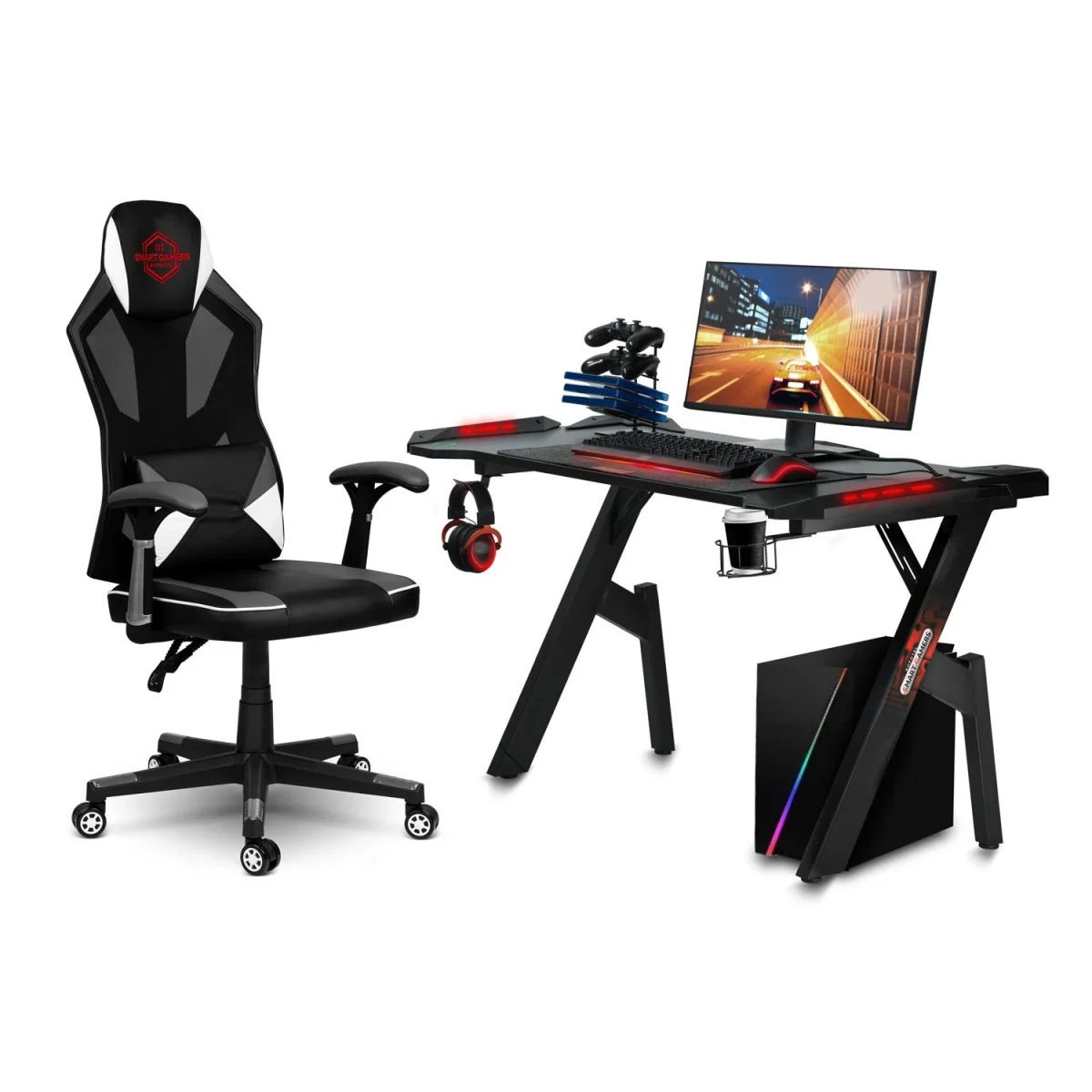 Стильне геймерське крісло Shiro чорно-біле для ігор та роботи - Зображення 8