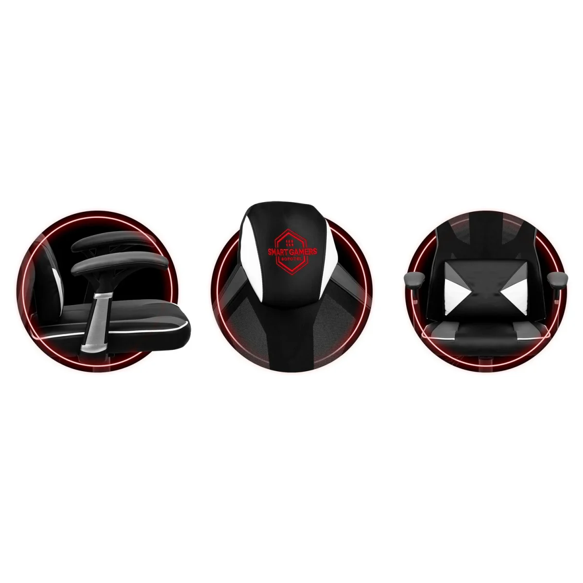 Стильне геймерське крісло Shiro чорно-біле для ігор та роботи - Зображення 9