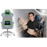 Яскраве геймерське крісло Sofotel Yasuo синє для геймерів - Зображення 9