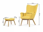 Скандинавське крісло з підніжками, жовте - Зображення 4