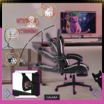 Зручне геймерське крісло з підніжкою GALAXIA чорно-рожеве - Зображення 3