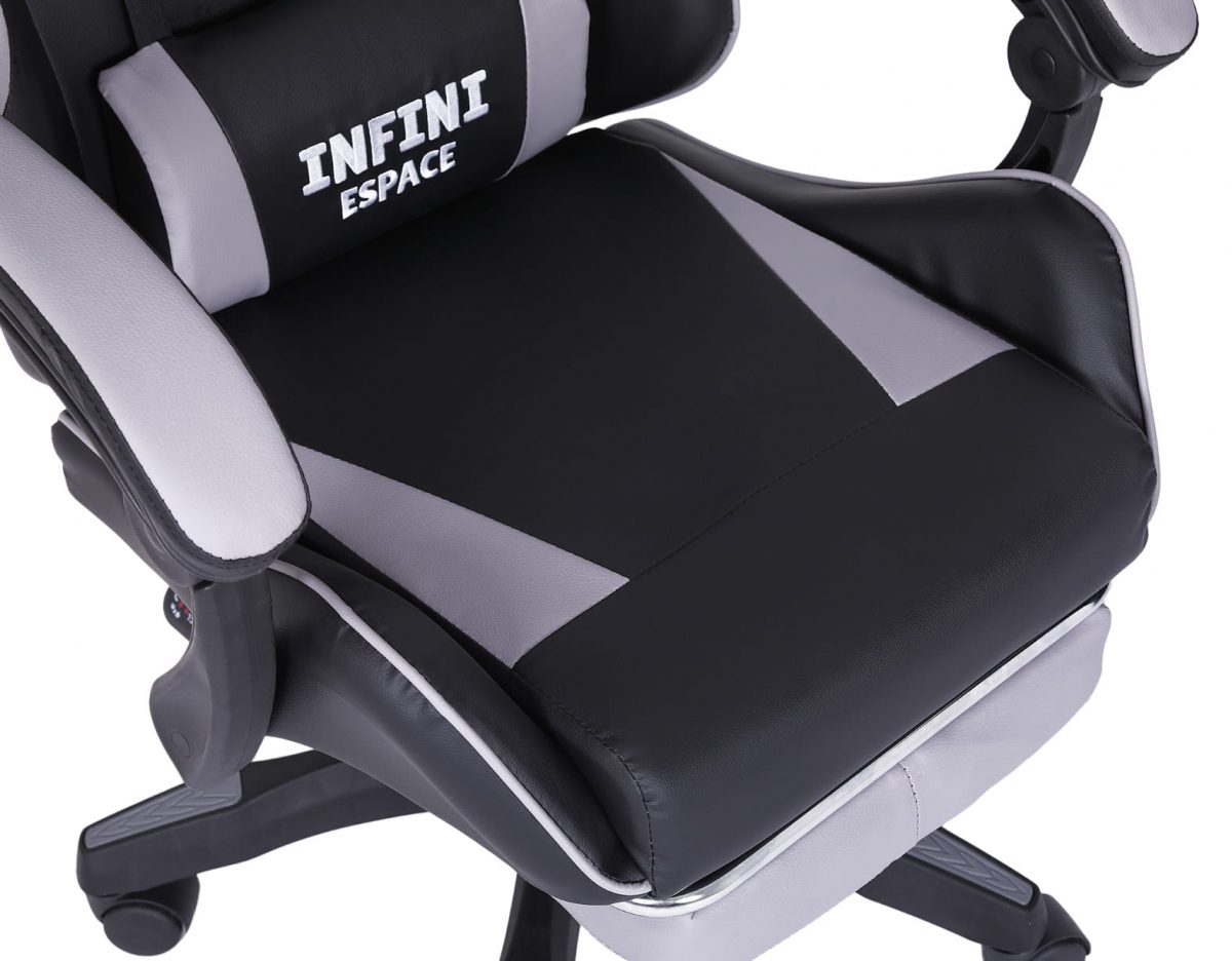 Практичне та стильне геймерське крісло INFINI ESPACE чорно-сіре - Зображення 6