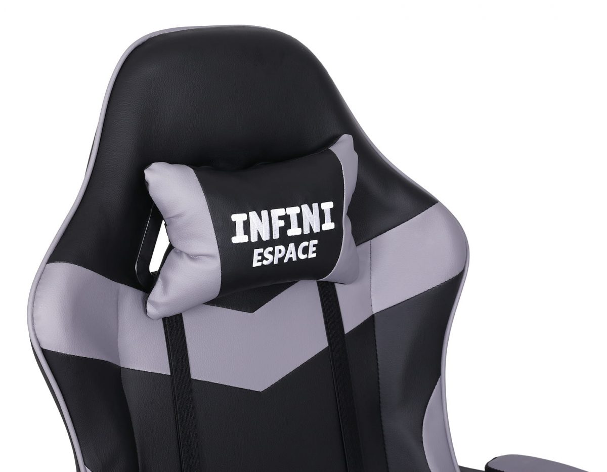 Практичне та стильне геймерське крісло INFINI ESPACE чорно-сіре - Зображення 9