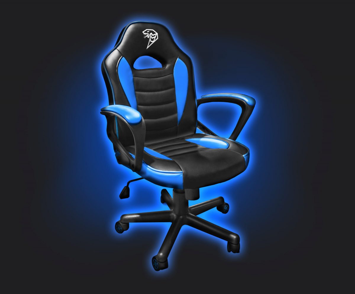 Ігрове Геймерське крісло COBRA JUNIOR синє і чорне – для молодих геймерів - Зображення 2