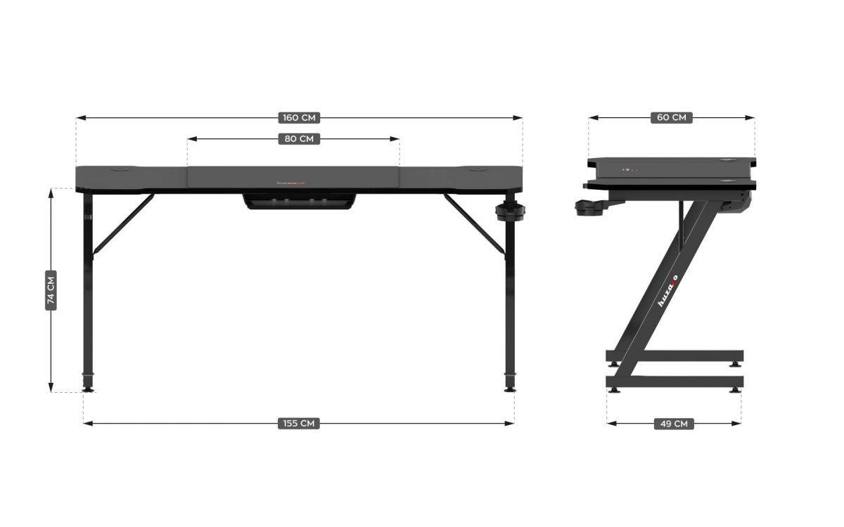 Ігровий стіл Huzaro Hero 4.8 Black для професійних геймерів - Зображення 7