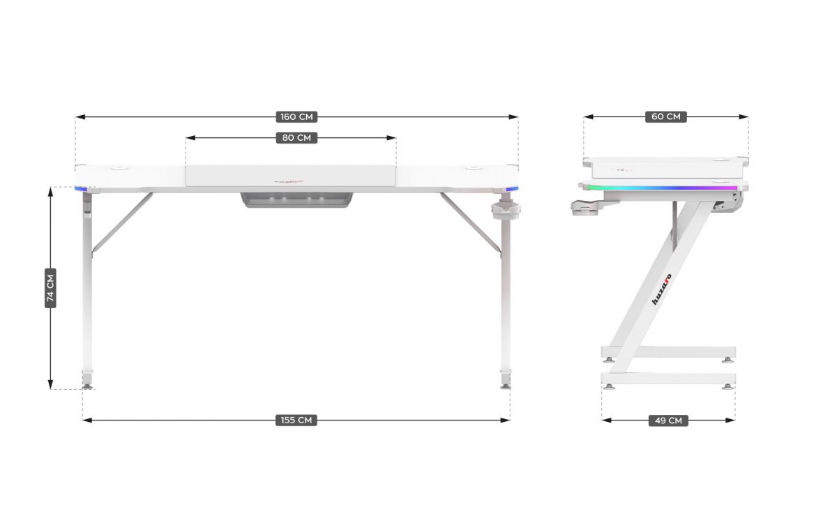 Ігровий стіл Huzaro Hero 4.8 White RGB – елегантний та функціональний - Зображення 7