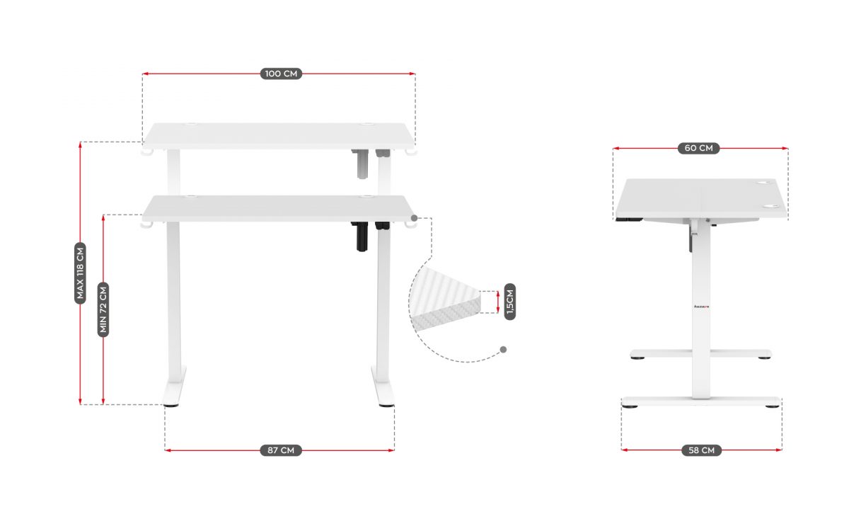 Ігровий стіл Huzaro Hero 7.9 White – Ідеальний Вибір для Геймерів - Зображення 6