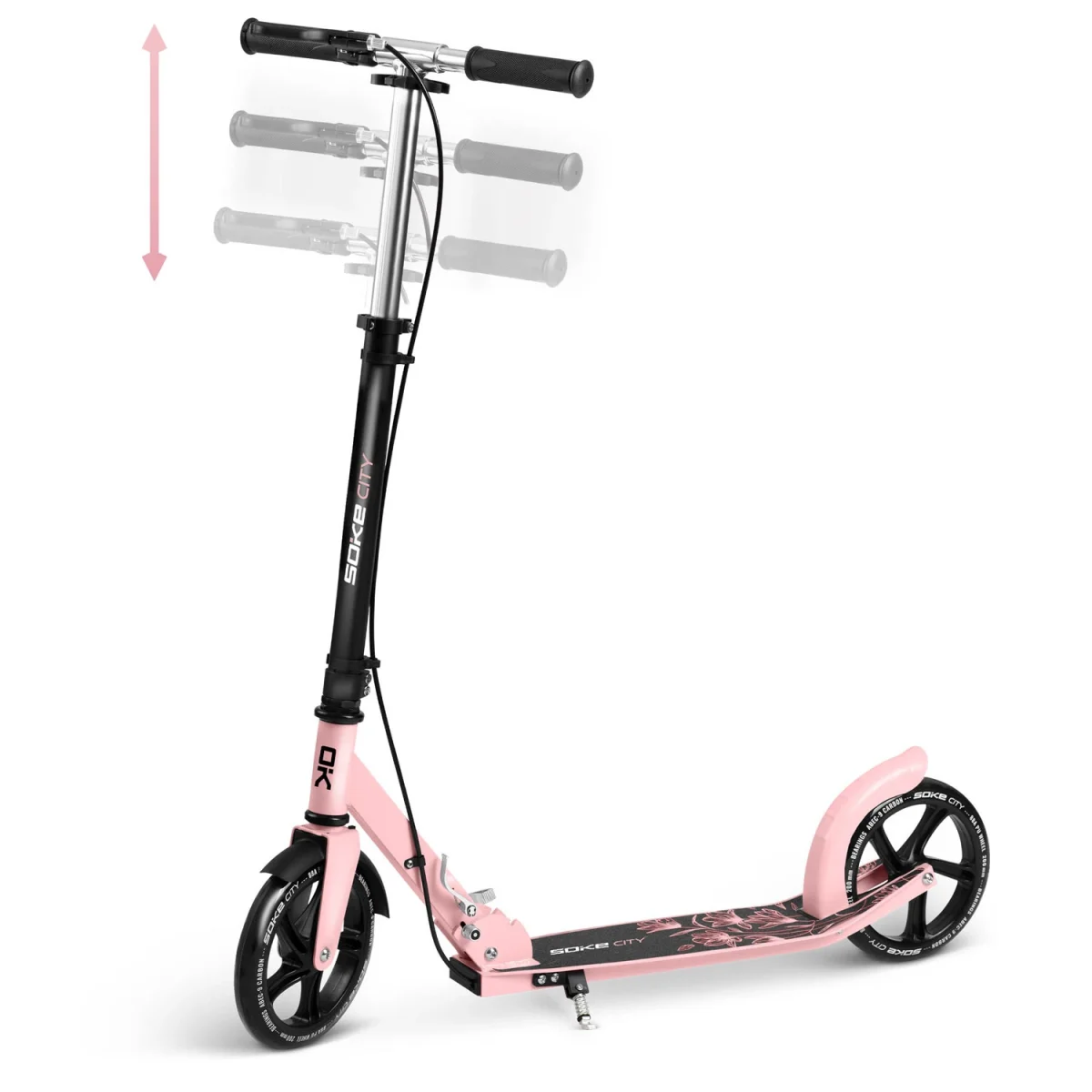 Чорно-рожевий самокат Soke City для міських трюків і пригод - Зображення 20