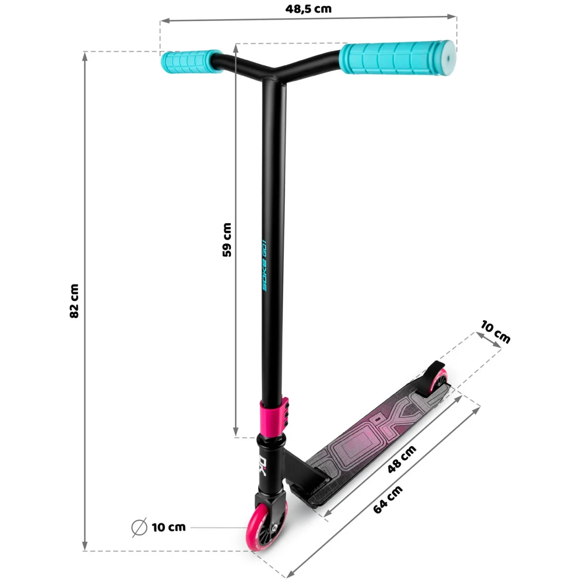 Трюковий самокат рожевий синій SOKE GO! для яскравих трюків - Зображення 11