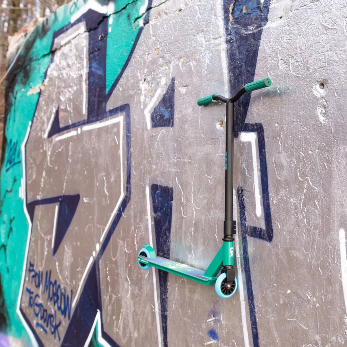 Самокат трюковий зелено-блакитний SOKE GO! для активного відпочинку - Зображення 11