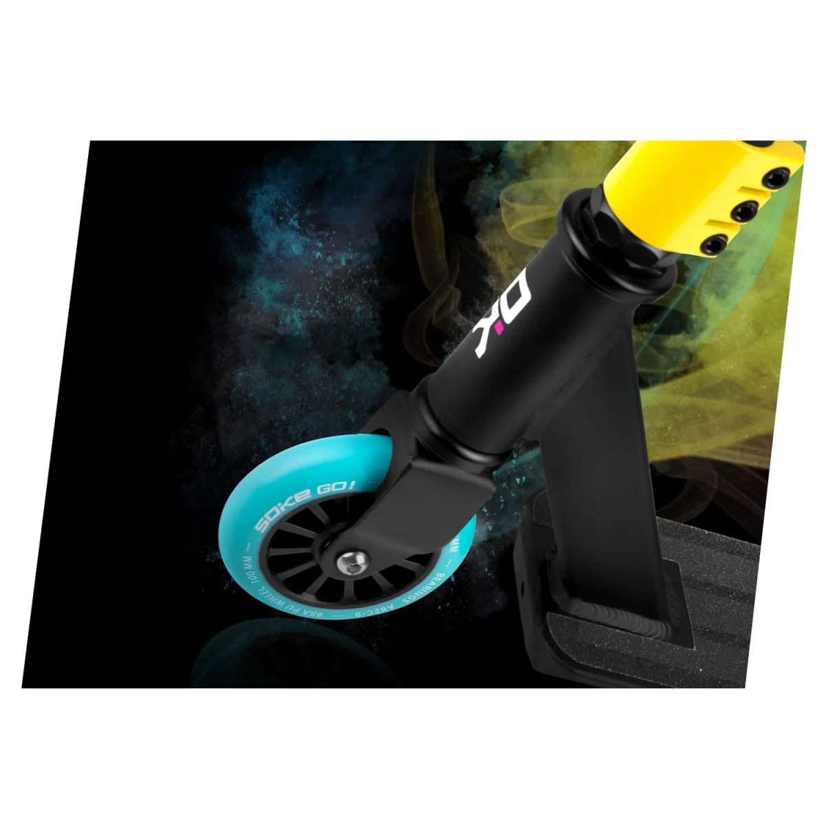 Трюковий самокат жовто-блакитний SOKE GO! для вуличних трюків - Зображення 5