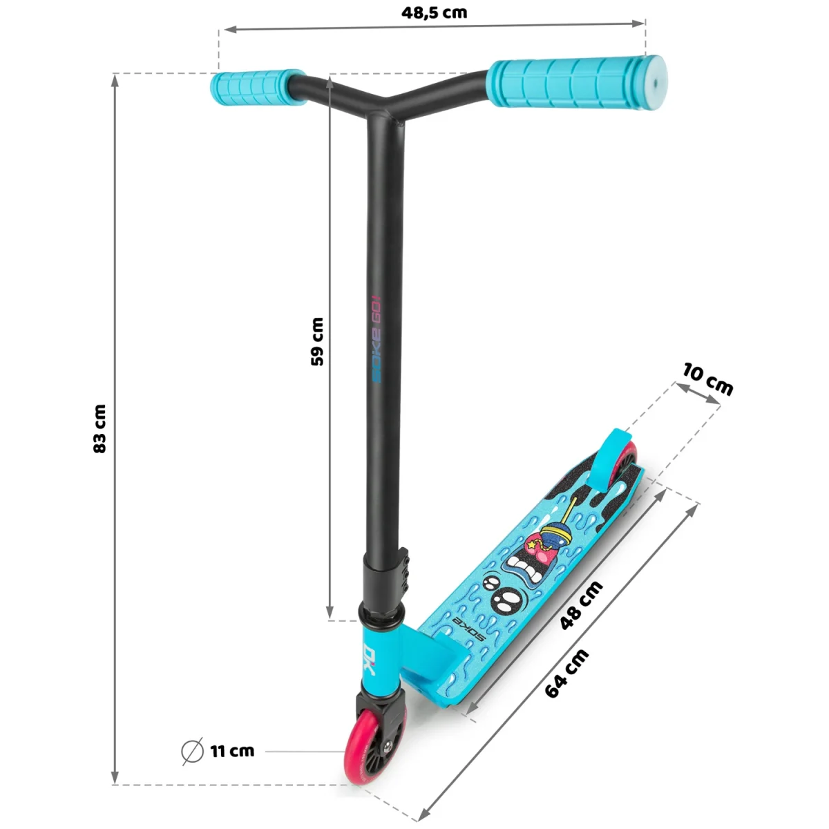 Яскравий трюковий самокат бірюзовий SOKE GO! для молоді - Зображення 11