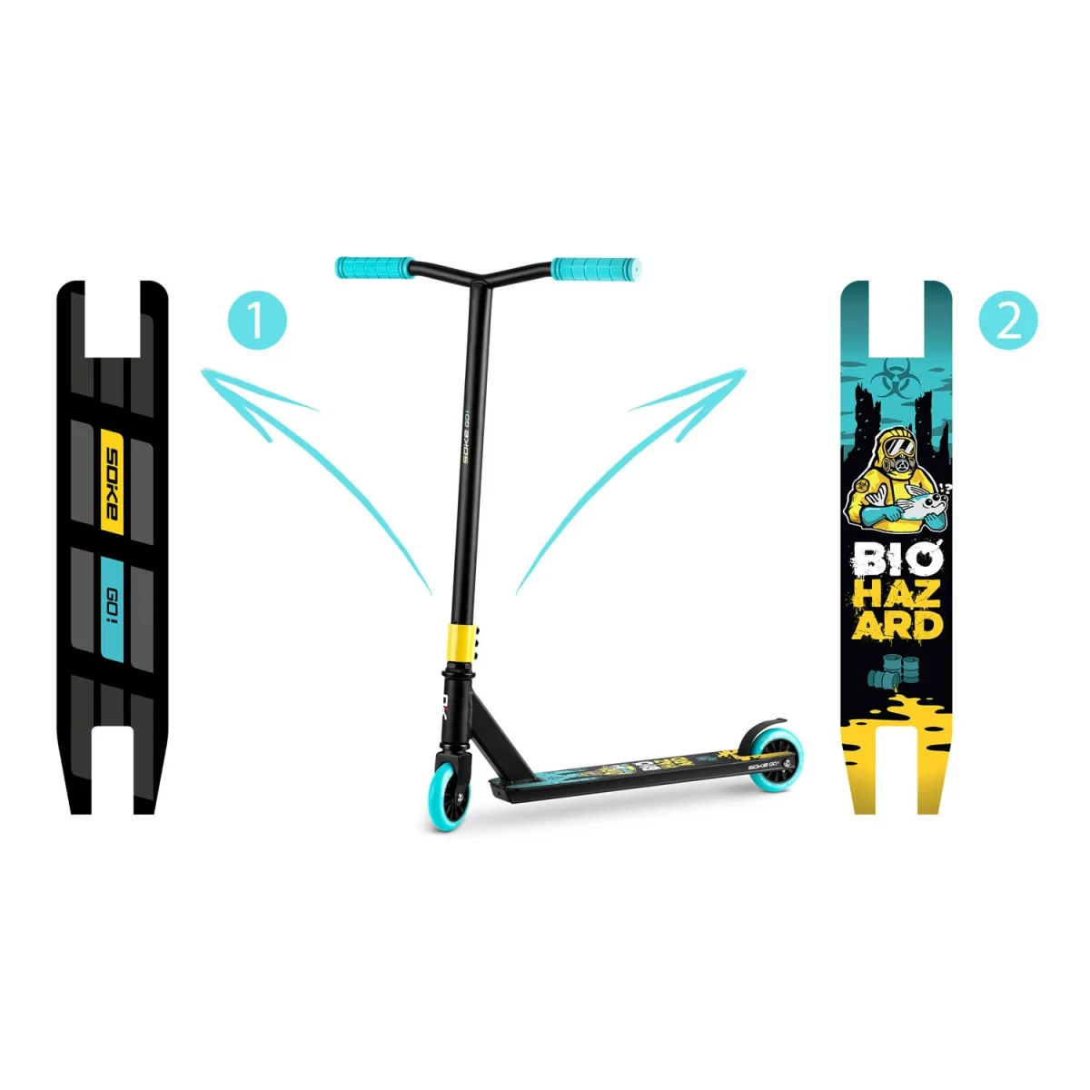 Трюковий самокат жовто-блакитний SOKE GO! – яскравий та швидкий для активних трюків - Зображення 11