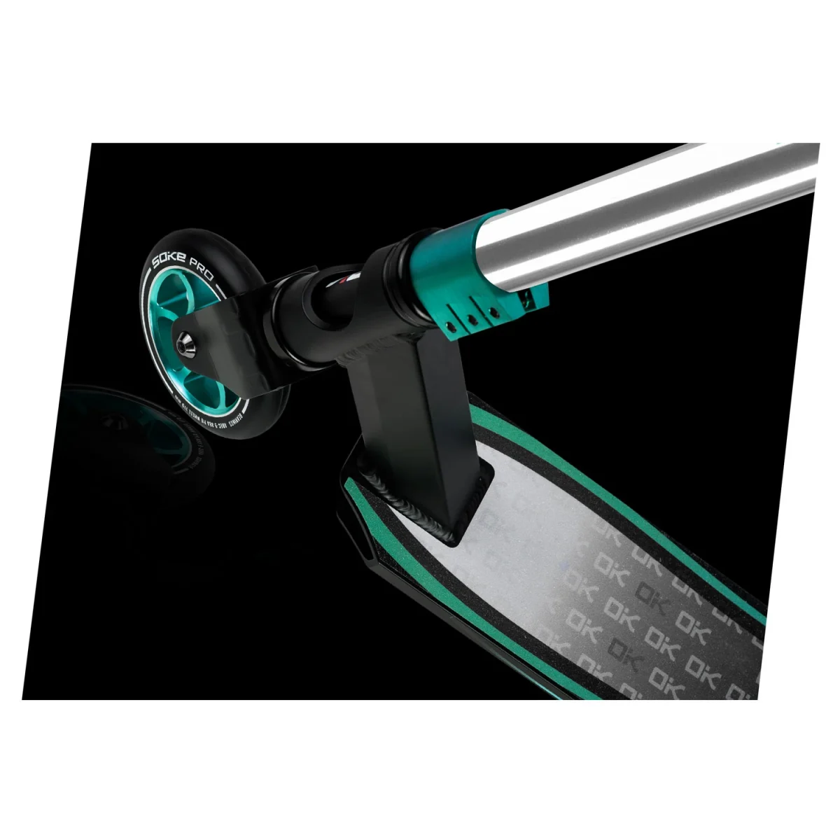 Елегантний і функціональний трюковий самокат SOKE PRO сріблясто-бірюзовий - Зображення 2