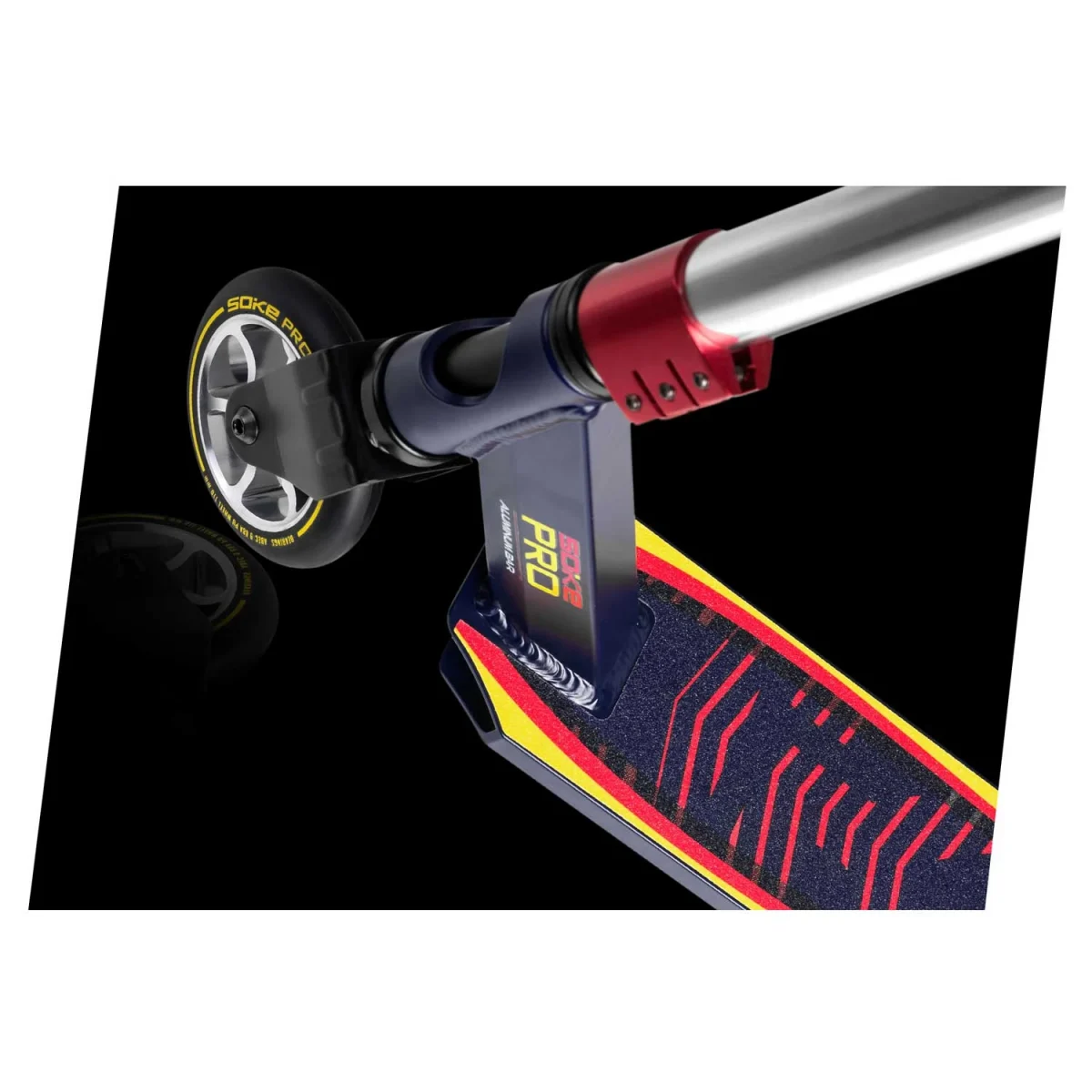 Трюковий самокат SOKE PRO темно-синьо-червоного кольору для екстремальних трюків - Зображення 2