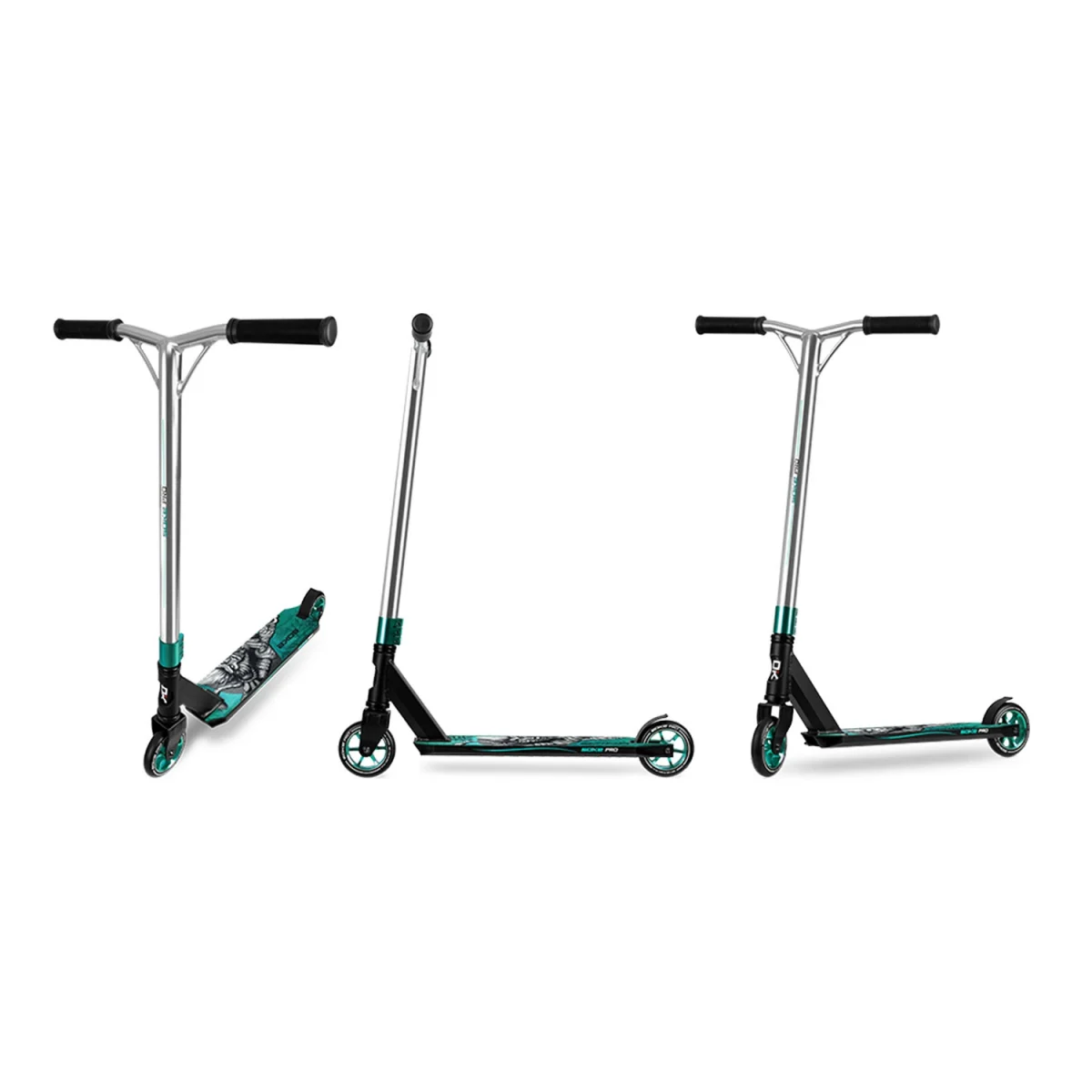 Трюковий самокат SOKE PRO сріблясто-бірюзовий для активних трюків - Зображення 12