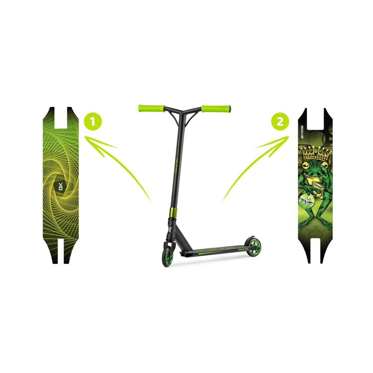 Трюковий самокат SOKE PRO, жовто-зелений для екстремальних трюків - Зображення 12
