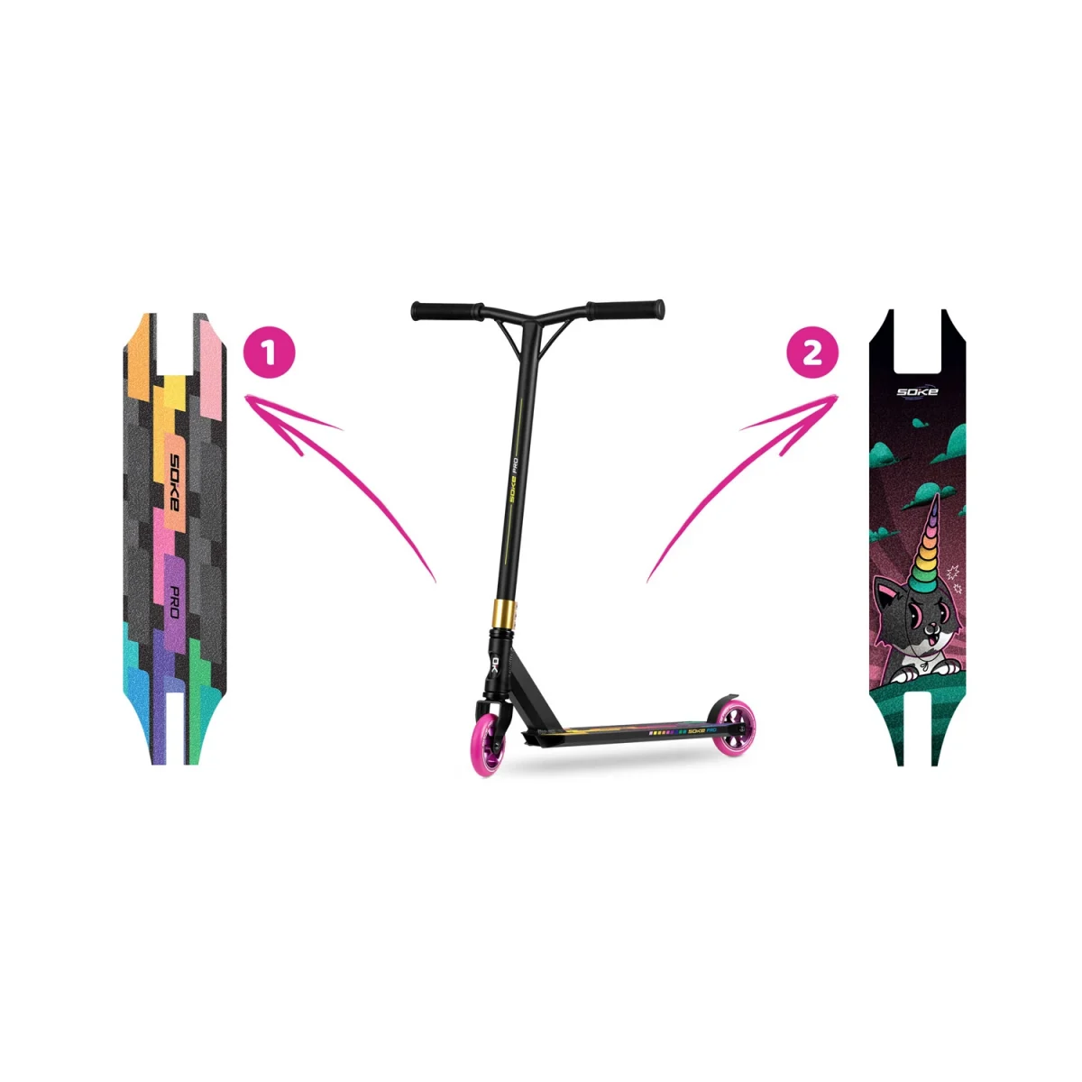 Трюковий самокат SOKE PRO різнокольоровий для професійних трюків - Зображення 12