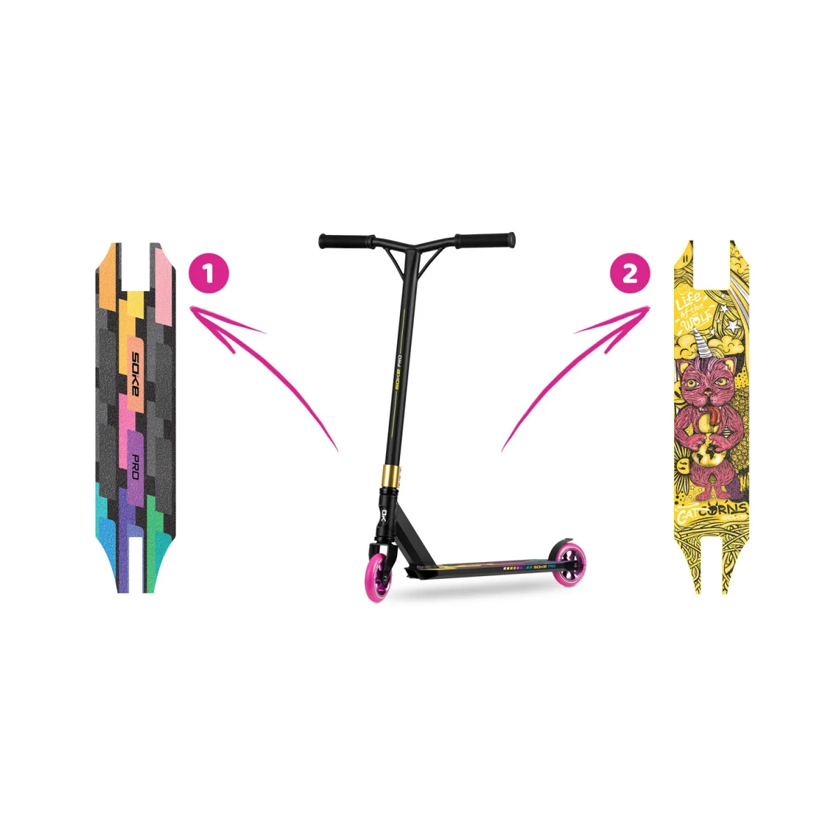 Трюковий самокат SOKE PRO різнокольоровий для активного катання - Зображення 12