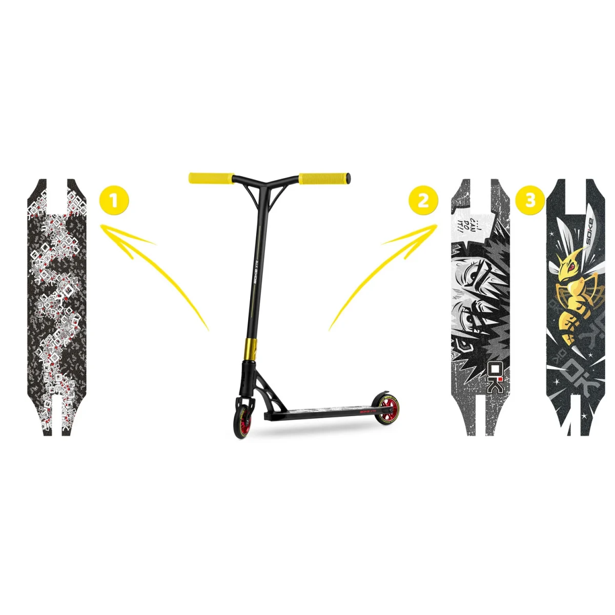 Трюковий самокат SOKE XTR чорно-жовтий для захоплюючих трюків - Зображення 14