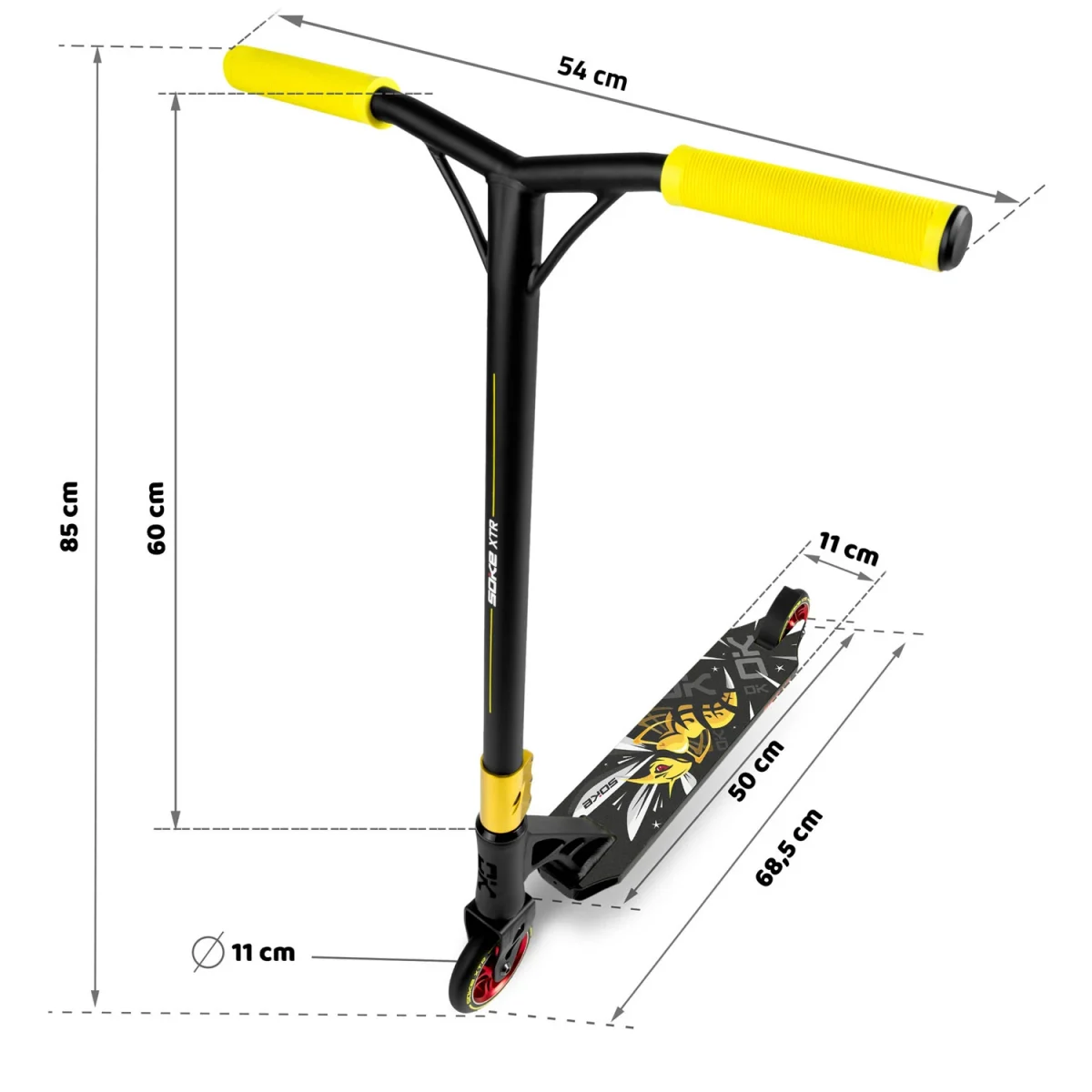 Трюковий самокат SOKE XTR чорно-жовтий для захоплюючих трюків - Зображення 15