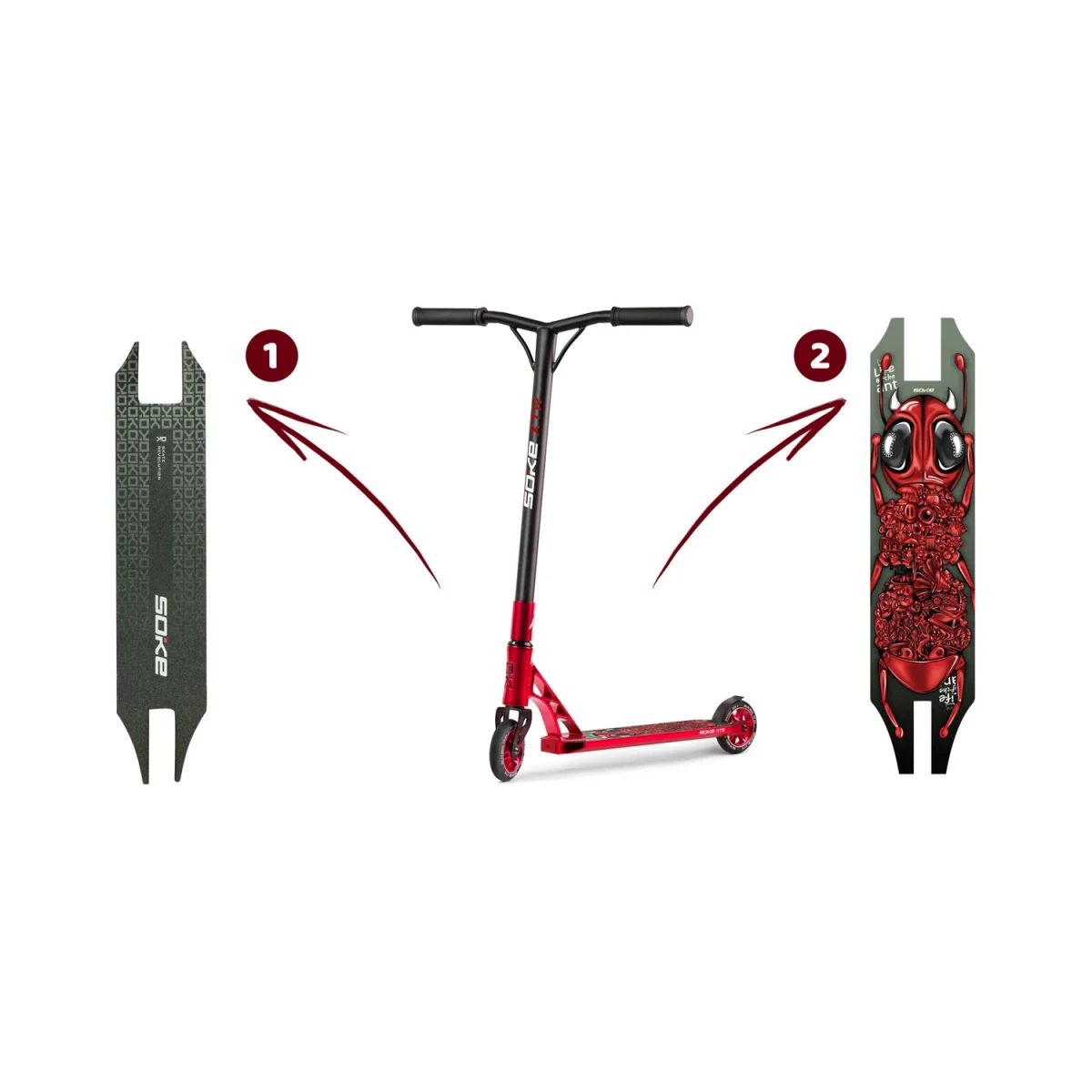 Трюковий самокат SOKE XTR червоний для сміливих трюків - Зображення 11