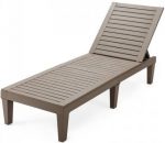 Шезлонг пластиковий бежево-коричневий Costway OP70808CF ,комфорт та стиль для вашого саду