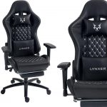 Геймерське крісло Lynxer Prestige з чорно-сірої екошкіри