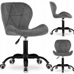 Офісне крісло Muf-Art DARK сірий оксамит на чорній ніжці для сучасного дизайну