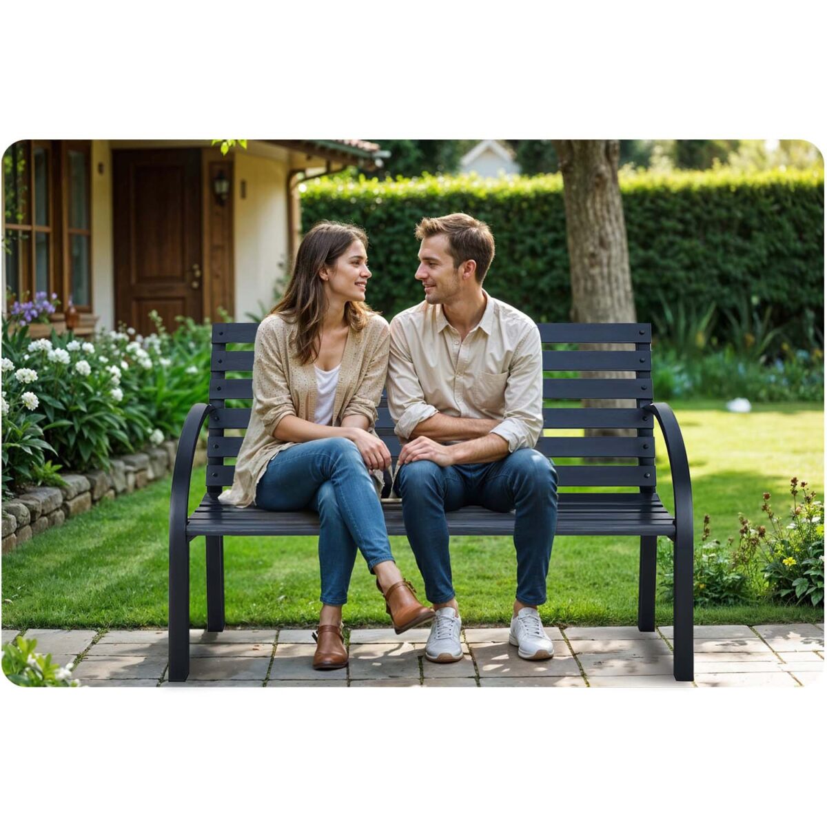 Лавка садова з підлокітниками 117,5 x 83 x 57 см Sofotel Luca - Модний акцент для двору - Зображення 6