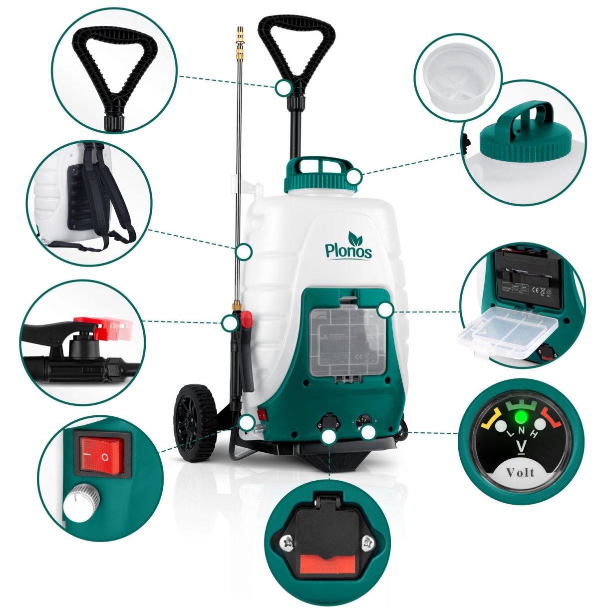 Акумуляторний обприскувач з візком Plonos PL-601 - Зручність та ефективність - Зображення 2