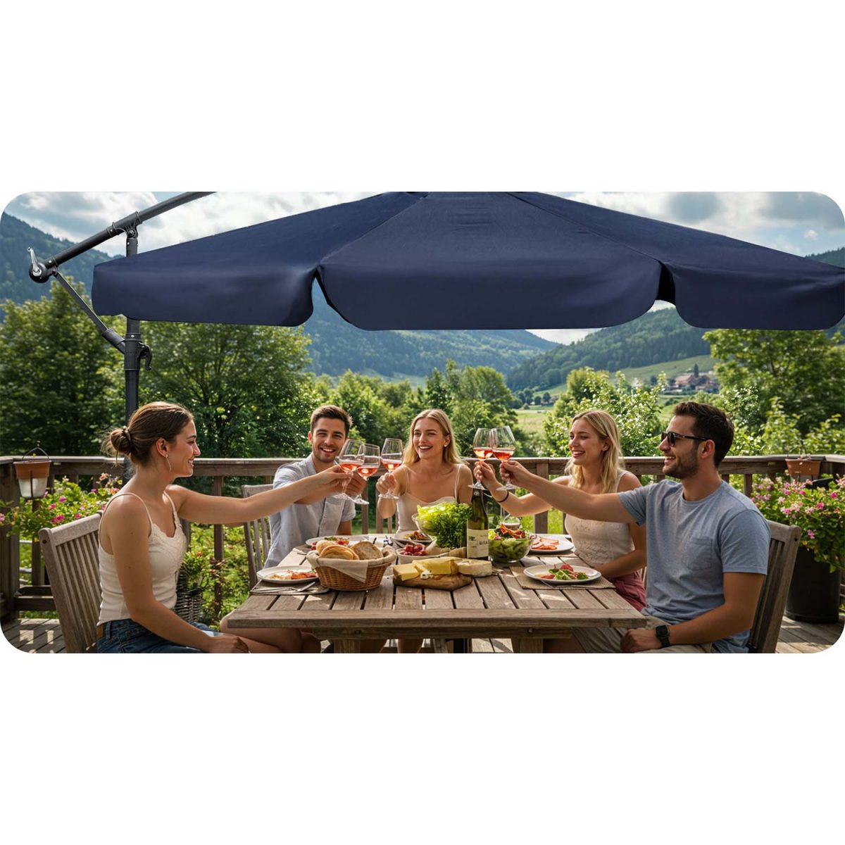 Складаний садовий парасоль 350 см з чохлом Plonos PL-880 - Практичний та стильний - Зображення 6