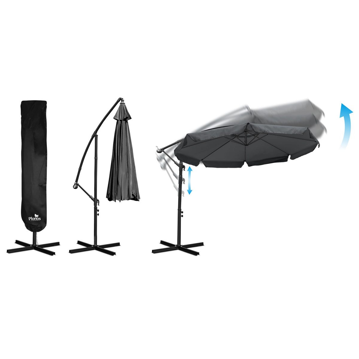 Складена садова парасоля 8 сегментів 350 см з чохлом Plonos PL-881 - Найкращий вибір для вашого саду - Зображення 7