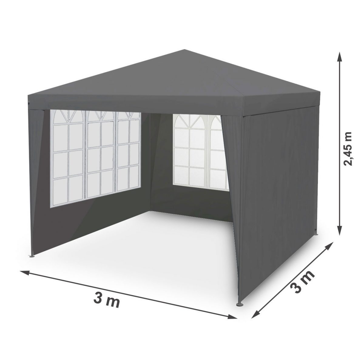 Павільйон садовий 4 стінки 3x3 м сірий Plonos - Простір для відпочинку на природі - Зображення 8