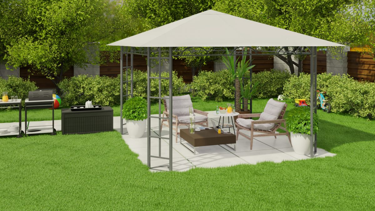 Садовий павільйон бежевий намет 3x3 м Plonos 4932 - Захист від сонця та дощу - Зображення 7