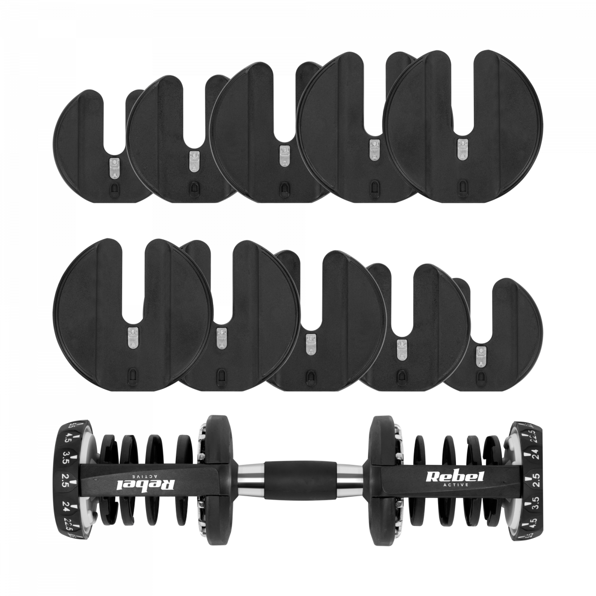 Регульована чавунна гантель 24 кг Rebel Active RBA-2303 - Зображення 5