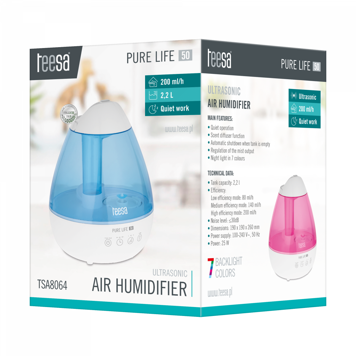 Ультразвуковий зволожувач повітря TEESA PURE LIFE 50 TSA8064 - Зображення 5