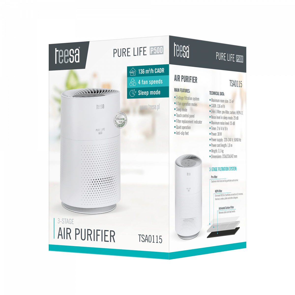 Очищувач повітря Teesa Pure Life P500 TSA0115 - Зображення 8