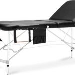 Масажний стіл BodyFit 3-х сегментний алюміній XXL чорний для зручності