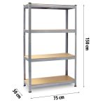 Металевий складський стелаж 150 x 75 x 30 см Plonos 470000 - Компактний і надійний - Зображення 12