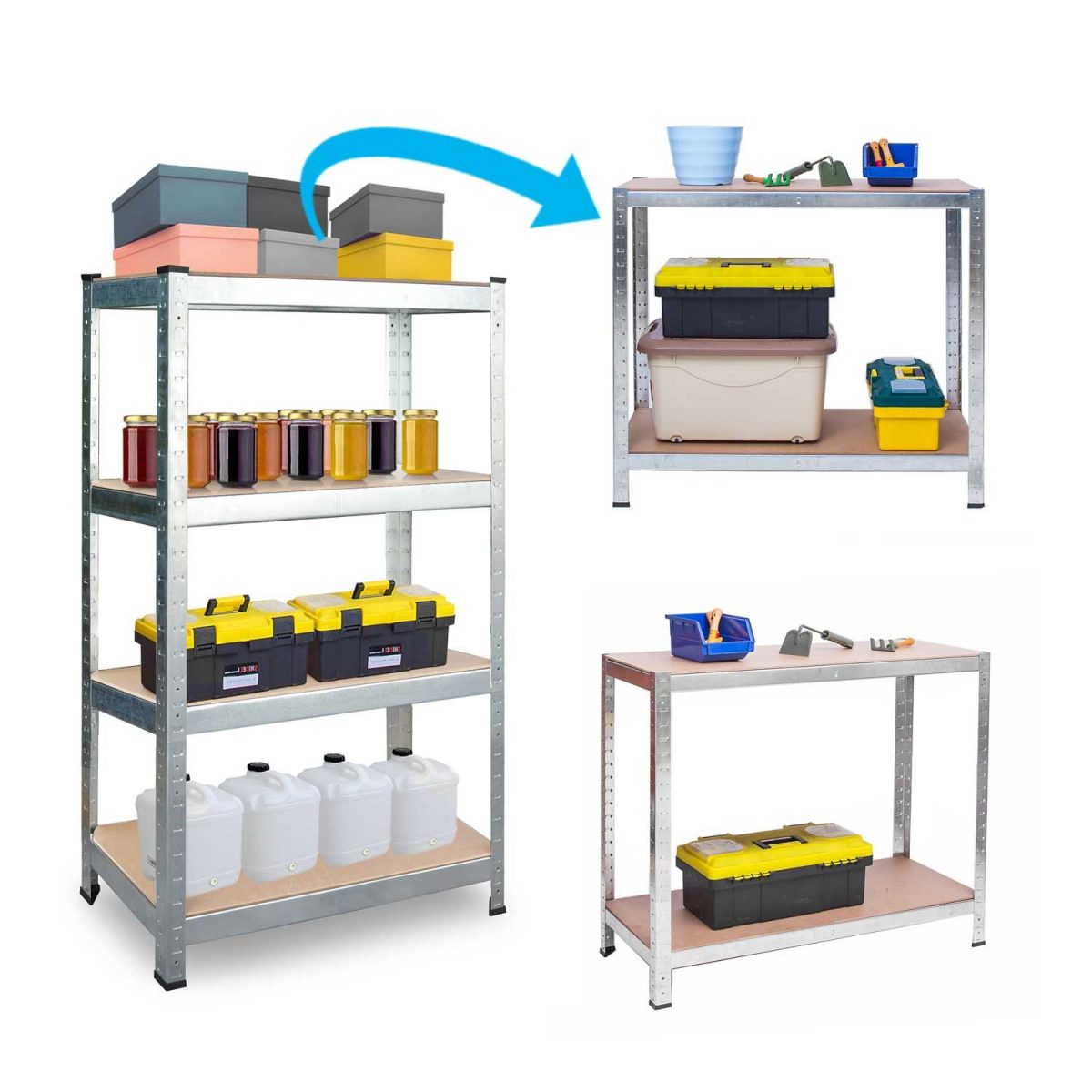 Металевий складський стелаж набір 2 шт 174 x 80 x 40 см Plonos PL-701 - Міцний і просторий - Зображення 12