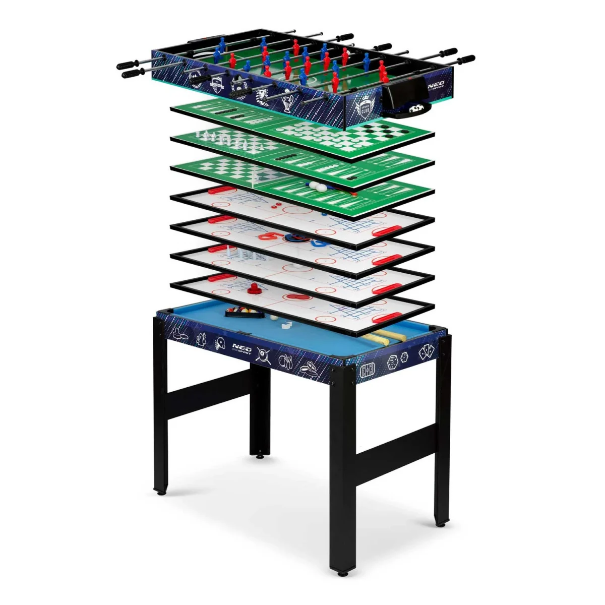 Мультиігровий стіл 12 в 1 106x59x90 см NS-801 чорний для різноманітних розваг - Зображення 12